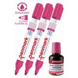 Pembe Yazı Tahta Kalemi 3 Adet Ve Yazı Tahta Mürekkebi 30 Ml 1 Adet Doldurulabilir Tahta Kalemi Beyaz Yazı Tahtası