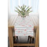 Pembe Yeşil Modern Çiçek Desenli Runner 40x220cm