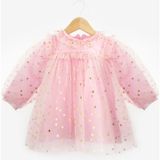 Pembe Yıldız Detaylı Kız Bebek Tül Elbise - Vanessa - 01P-Pembe - 3 - 6 Ay