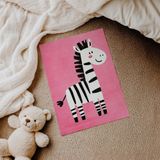 Pembe Zeminli Zebra Çocuk Odası Duvar Posteri Çerçeveli Tablo Duvar Dekorasyonu - 30 x 40 - Çerçevesiz Poster