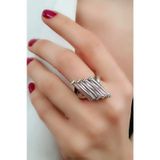 Pembe zirkon taşlı italyan tasarımı gümüş piatti yüzük