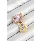 Pembe Zirkon Taşlı Kap Detaylı Kedi Figürlü Gold Renk Kadın Broş 5886