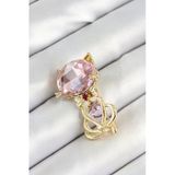Pembe Zirkon Taşlı Kap Detaylı Kedi Figürlü Gold Renk Kadın Broş Vice0102