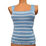 Pembecin Mavi Beyaz Çizgili Kare Yaka Atlet Triko Crop S / M / L Beden Uyumlu - Standart - Mavi - Beyaz