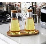 Pembeli 2'li 900 ml Borosilikat Cam Yağdanlık ve Bambu Altlık-3'lü Yağdanlık Set