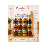 Pembelia Life 12’li Metal Vakum Kapaklı 500 ml Cam Baharatlık Saklama Kabı Bakliyat Kavanoz Erzak Kabı Etiketli