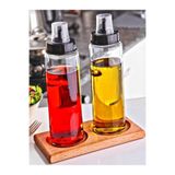 Pembelia Life 2 Bölmeli Ahşap Standlı Ikili 500 ml Damlatmaz Yağlık(3'LÜ YAĞDANLIK SET)