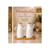 Pembelia Life 2'li Bambu Standlı 1000 Ml Beyaz Papatya Yağlık&sirkelik 3'lu Yağdanlık Set