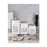 Pembelia Life 3’lü Beyaz Porselen Sugar Tea Coffe Saklama Kavanoz Seti(Çay Şeker Kahve ) Kavanoz Seti