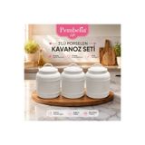 Pembelia Life 3’lü Porselen 1000 ml Bakliyat Baharat Çay Şeker Tuz Kahve Saklama Kavanozu Kavanoz Takımı