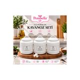 Pembelia Life 3’lü Porselen 1000 ml Bakliyat Baharat Çay Şeker Tuz Saklama Kavanozu Kavanoz Takımı