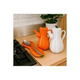 Pembelia Life 3’lü Set 2’li Turuncu ve Beyaz Herbiri Porselen 1000 ml Yağdanlık Ve Turuncu Porselen Kaşık Altlığı