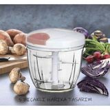 PEMBELİA LİFE 5 Bıçaklı Ipli El Rondosu Büyük Boy Sebze Doğrayıcı 1000ML Soğan Sebze Doğrayıcı - Beyaz