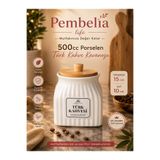 Pembelia Life 500 ml Beyaz Porselen Türk Kahve Kavanozu Saklama Kabı