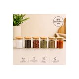 Pembelia Life 6 Adet 250 Bambu Vakum Kapaklı Cam Baharatlık Seti Baharat Takımı