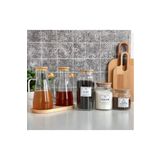 Pembelia Life 6 Parça Bambu Standlı 2'li 900 ml Cam Yağdanlık Ve 3’lü Çay Şeker Türk Kahve Saklama Kavanoz Seti