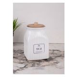 Pembelia Life 800 ml Beyaz Porselen Tuz Kavanozu Tuz Saklama Kabı