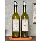 PEMBELİA LİFE Ahşap Standlı Amber 2’li 750ML Cam Zeytinyağı Sıvıyağ Şisesi Yağdanlık Yağlık Set - Yeşil - 750 ml
