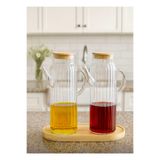 Pembelia Life Bambu Standlı 2’li 1000 ml Yağdanlık Yağlık Sirkelik Set Herbiri 1000 ml