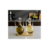 Pembelia Life Bambu Standlı 2’li Borosilikat Cam Lüx 750 ml Yağdanlık Yağlık Set Ayçiçek Zeytinyağ Yağdanlık