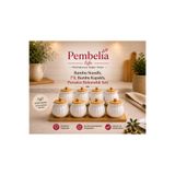 Pembelia Life Bambu Standlı 7’li Bambu Kapaklı Porselen Baharatlık Seti Baharat Saklama Kabı Kavanoz Set