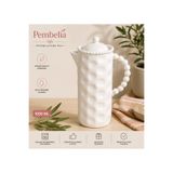 Pembelia Life Beyaz Porselen 1000 ml Yağdanlık Sütlük Sürahi