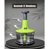 PEMBELİA LİFE Büyük Boy Çelik Bıçaklı Üsten Basmalı El Rondosu Blender Doğan Sebze Doğrayıcı - Yeşil