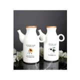 Pembelia Life Etiketli 2 Adet Porselen 1000ml Yağlık&sirkelik (2'li Yağdanlık Set)