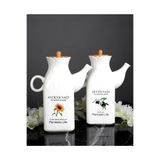 Pembelia Life Etiketli 2'li Kare Porselen 1000ml Yağlık Sirkelik (2'li Yağdanlık Seti)
