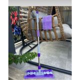 Pembelia Life Mor Mandallı Kıskaçlı Istediğin Bezi Tak Yer Duvar Cam Silme Mopu (Mikrofiber Yedek Bez Hediyeli)