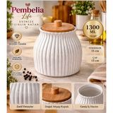 Pembelia Life Papatya Model Bambu Vakum Kapaklı Porselen Çay Şeker Tuz Kahve Kavanozu Saklama Kabı Tekli