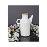 Pembelia Life Porselen 1000 Ml Bambu Kapaklı Çizgili Yağdanlık-yağlık