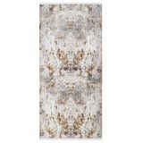 Pemberton Kahverengi Soyut Modern Geometrik Etnik Desenli Boho Makinada Yıkanabilir Hav Toz Vermez Leke Tutmaz Kaymaz Taban Dijital Makine Baskı Halı Oturma Odası Salon Yolluk Koridor Mutfak Halısı
