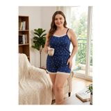Pemilo Kadın 7240 Büyük Beden İp Askılı Şortlu Pijama Takımı