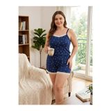 Pemilo Kadın 7240 Büyük Beden İp Askılı Şortlu Pijama Takımı