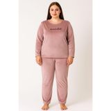 Pemilo Kadın Büyük Beden 13213 UZun Kol Kadife Pijama Takımı