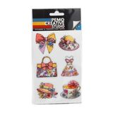 PEMO Pazar Sabahı Çiçekli Coquette Aksesuar Sticker 6 Parça | Altı çiçek desenli aksesuar çizimi, her biri 4,3 cm. UV DTF su geçirmez; ayna ve deftere.