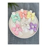 pempem bandana Kız Bebek 6 çift Kurdela Fiyonk Klips toka set(pembe ekru lila sarı somon su yeşili)