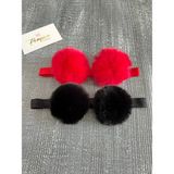 Pempem Bandana Kız Bebek Peluş Ponpon Detaylı 2 Li Bandana (0-2 Yaş) - Kırmızı - Siyah
