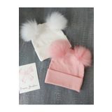 pempem bandana Pembe -ekru Ponponlu Kaşkorse Bere