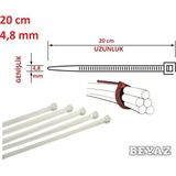 Pemsan 20CM x 4,8mm Plastik Cırt Kelepçe Beyaz-Saydam Kablo Bağı - 20cm X 4, 8mm