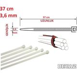 Pemsan 37CM x 3,6mm Plastik Cırt Kelepçe ( Kablo Bağı ) Saydam-Beyaz - 37cm X 3, 6mm