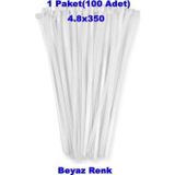 Pemsan Klips Kablo Bağı 4.8X350 Beyaz (100Lü Paket) Kablo Cırdı