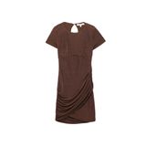 Pencere Detaylı Kısa Kollu Bisiklet Yaka Drapeli Bodycon Mini Abiye Elbise