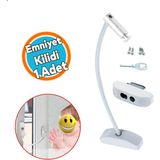 Pencere Emniyet Kilidi Çelik Halatlı Çocuk Pvc Mandalı Cam Hırsız Kilidi Beyaz Anahtarlı 1 Adet
