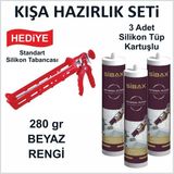 Pencere Kapı Silikonu. Sızdırmaz. Iç-Dış Mekan 280 gr 3 Adet - Tabanca Hediyeli - Beyaz