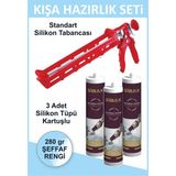 Pencere Kapı Silikonu. Sızdırmaz. Iç-Dış Mekan 280 gr 3 Adet - Tabanca Hediyeli - Şeffaf