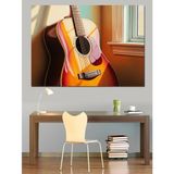 Pencere Kenarında Gitar Görseli Dekoratif Kanvas - Mdf Ahşap Tablo