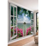 Pencere Önü Manzarası - Salon ve Mutfak İçin Tek Parça Tekstil Duvar Kağıdı, 100 x 100