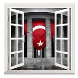 Pencere Poster Duvar Kağıdı Anıtkabir Türk Bayrağı Yapışkanlı Sticker